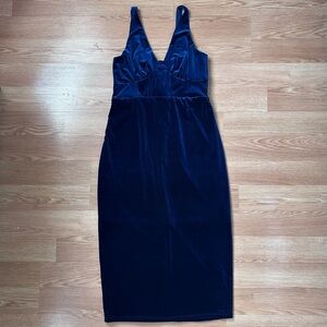 1. State Deep Blue Velvet Midi Dress